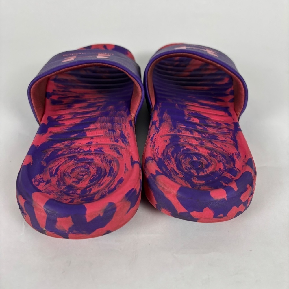 Under Armour size Y4 UA Graphic Logo Purple/Pink Slides/Sandals - Picture 7 of 10